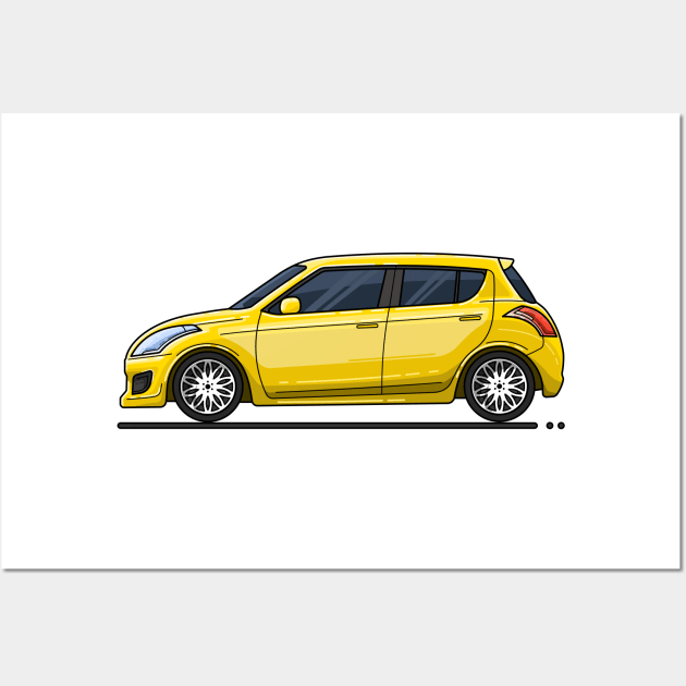 Yellow Hatchback Car Wall Art by garistipis